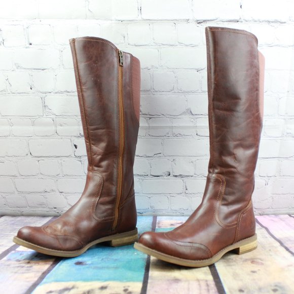 TIMBERLANDKnee High Side Zip Saddle Boots Size 6.5 - Picture 2 of 10